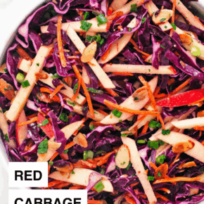 Red cabbage salad in a bowl.