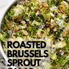 Roasted brussels sprout salad in a bowl.