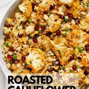 Roasted cauliflower couscous in a bowl.