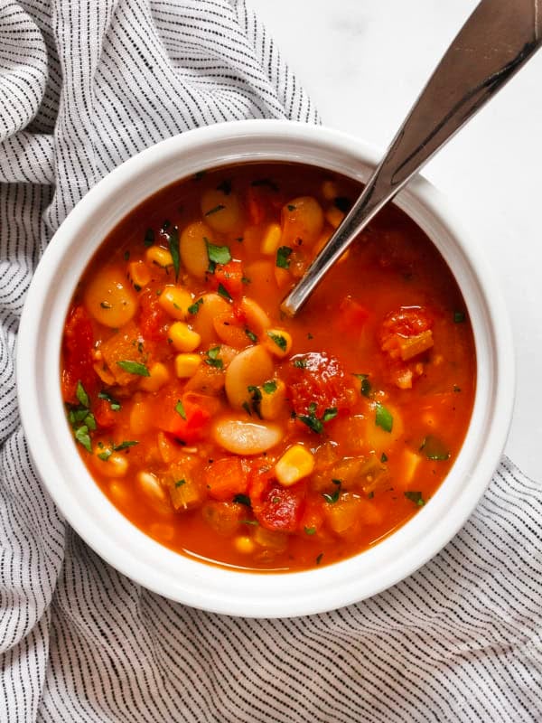 Bowl of butter bean soup.