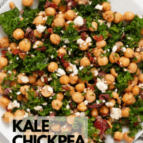 Kale chickpea salad on a plate.