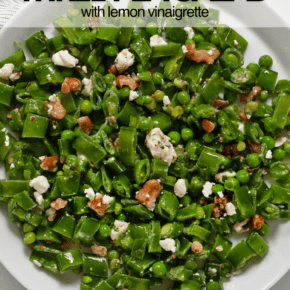 Three pea salad on a plate.