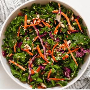 Crunchy kale slaw in a bowl.