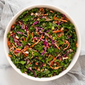 Crunchy kale slaw in a bowl.