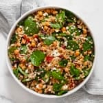 Mediterranean couscous salad in a bowl.