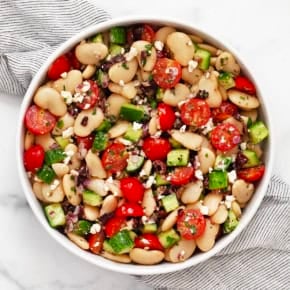 Butter bean salad in a bowl.