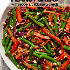 Green bean peanut salad in a bowl.