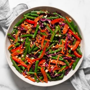 Green bean salad in a bowl.