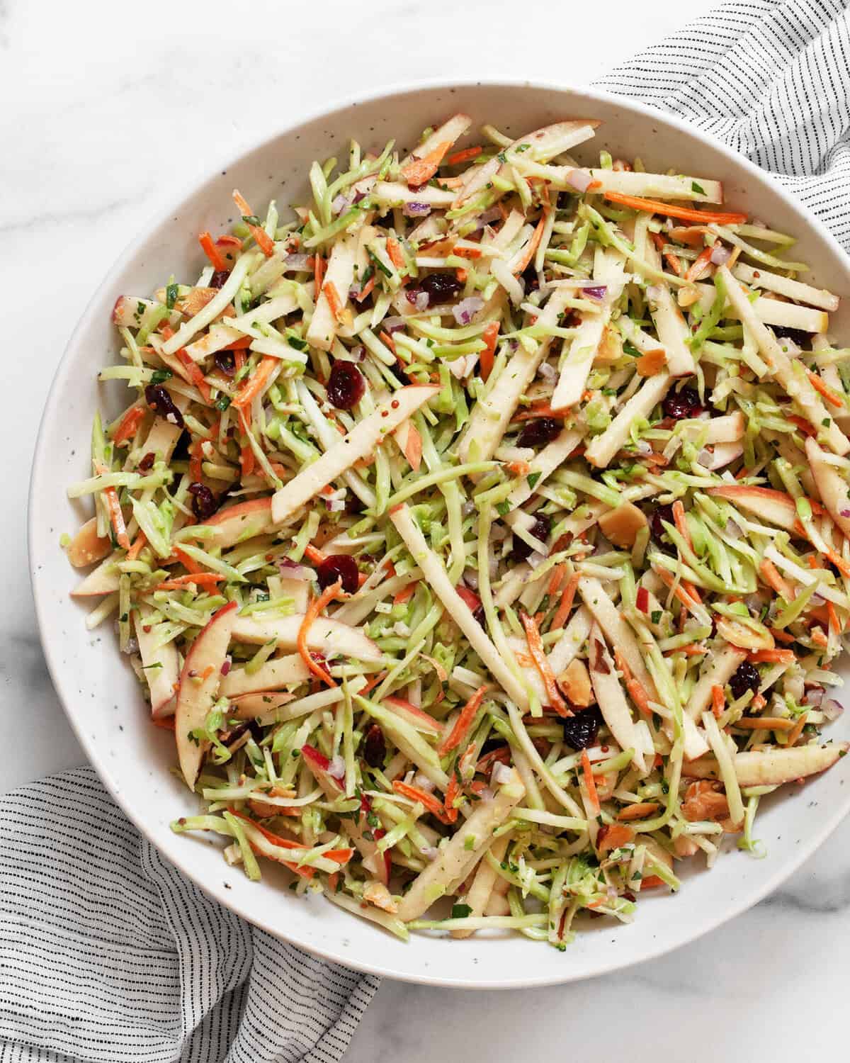 Broccoli apple salad in a bowl.